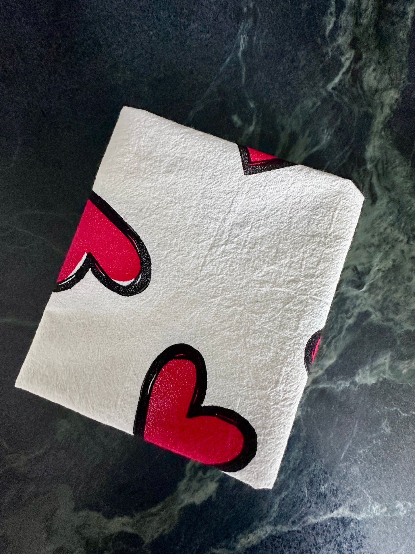 hearts tea towel