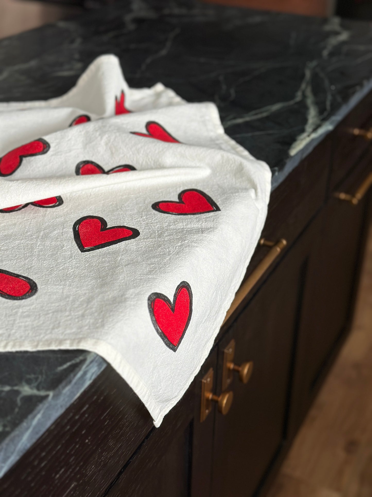 hearts tea towel